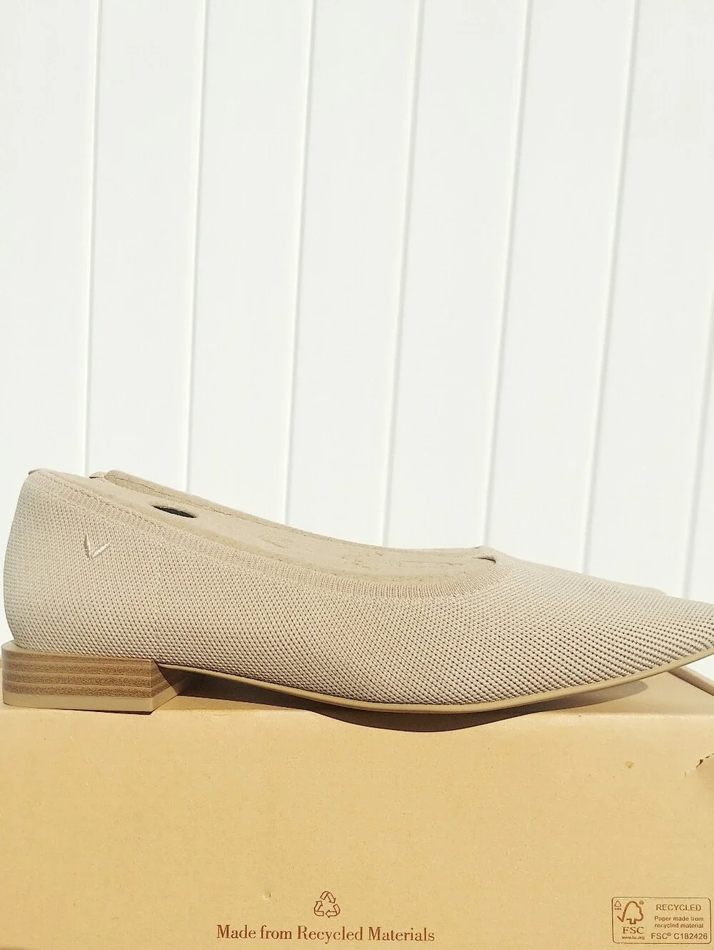 Vivaia Minnie Pro Almond Beige Knit Ballet Flat Womens Size 10 NWT Athleisure